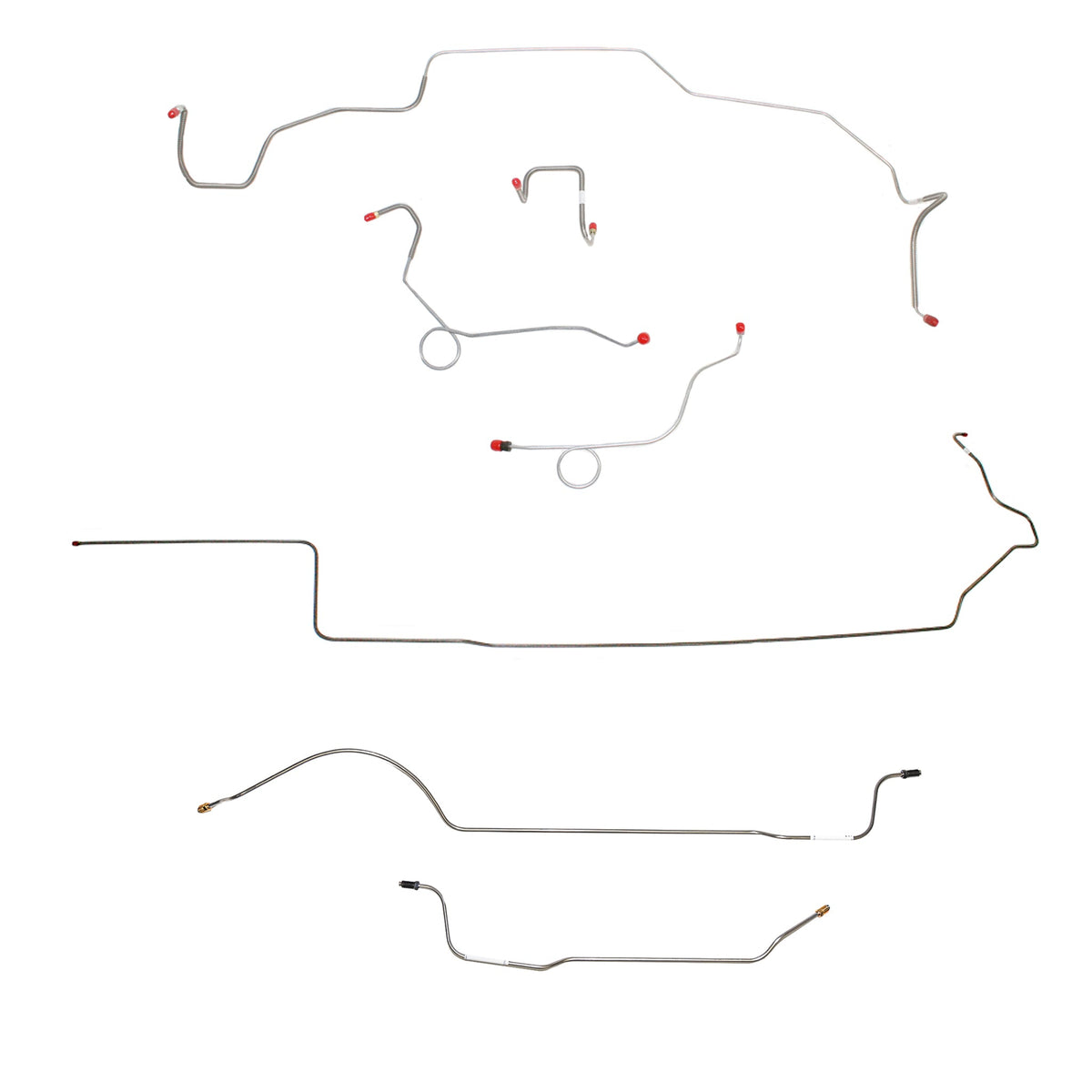 1968-69 MOPAR B-body w/ Power Disc, Right Ported Master 2 Valves, Right Front OVER Frame, 8-3/4'' Axle; Complete Brake Line Kit; Stainless - SSTubes
