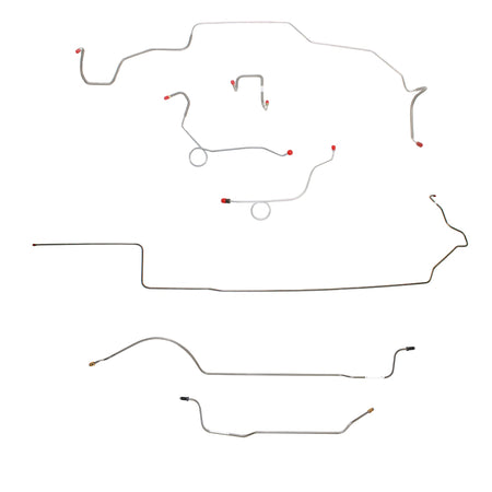 1968-69 MOPAR B-body w/ Power Disc, Right Ported Master 2 Valves, Right Front OVER Frame, 8-3/4'' Axle; Complete Brake Line Kit; Stainless - SSTubes