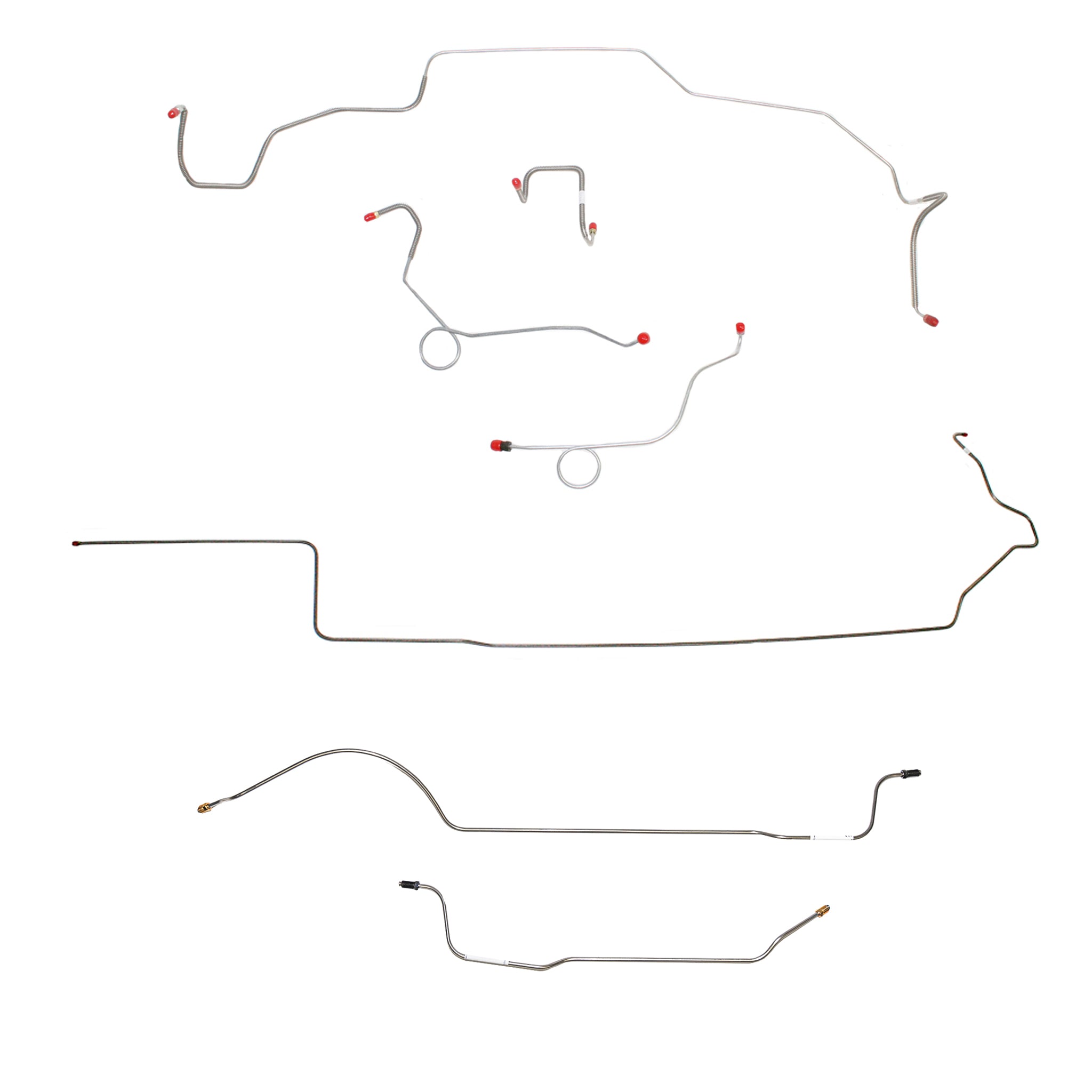 1968-69 MOPAR B-body w/ Power Disc, Right Ported Master 2 Valves, Right Front OVER Frame, 8-3/4'' Axle; Complete Brake Line Kit; Stainless - SSTubes