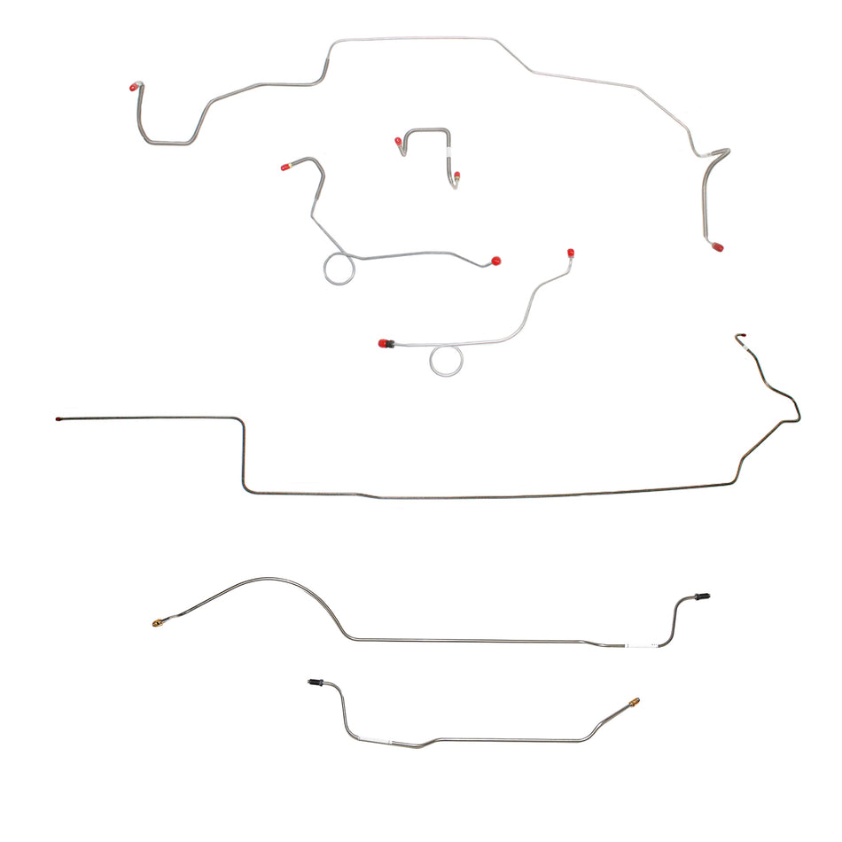 1968-69 MOPAR B-body w/ Power Disc, Right Ported Master 2 Valves, Right Front OVER Frame, 8-3/4'' Axle; Complete Brake Line Kit; Stainless - SSTubes