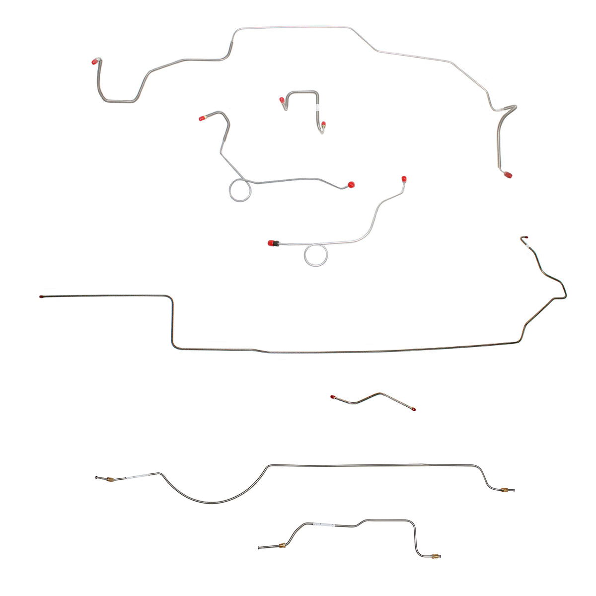 1970 MOPAR B-body w/ Power Disc, Right Ported Master 2 Valves, Right Front OVER Frame, 8-3/4'' Axle; Complete Brake Line Kit; Steel - SSTubes