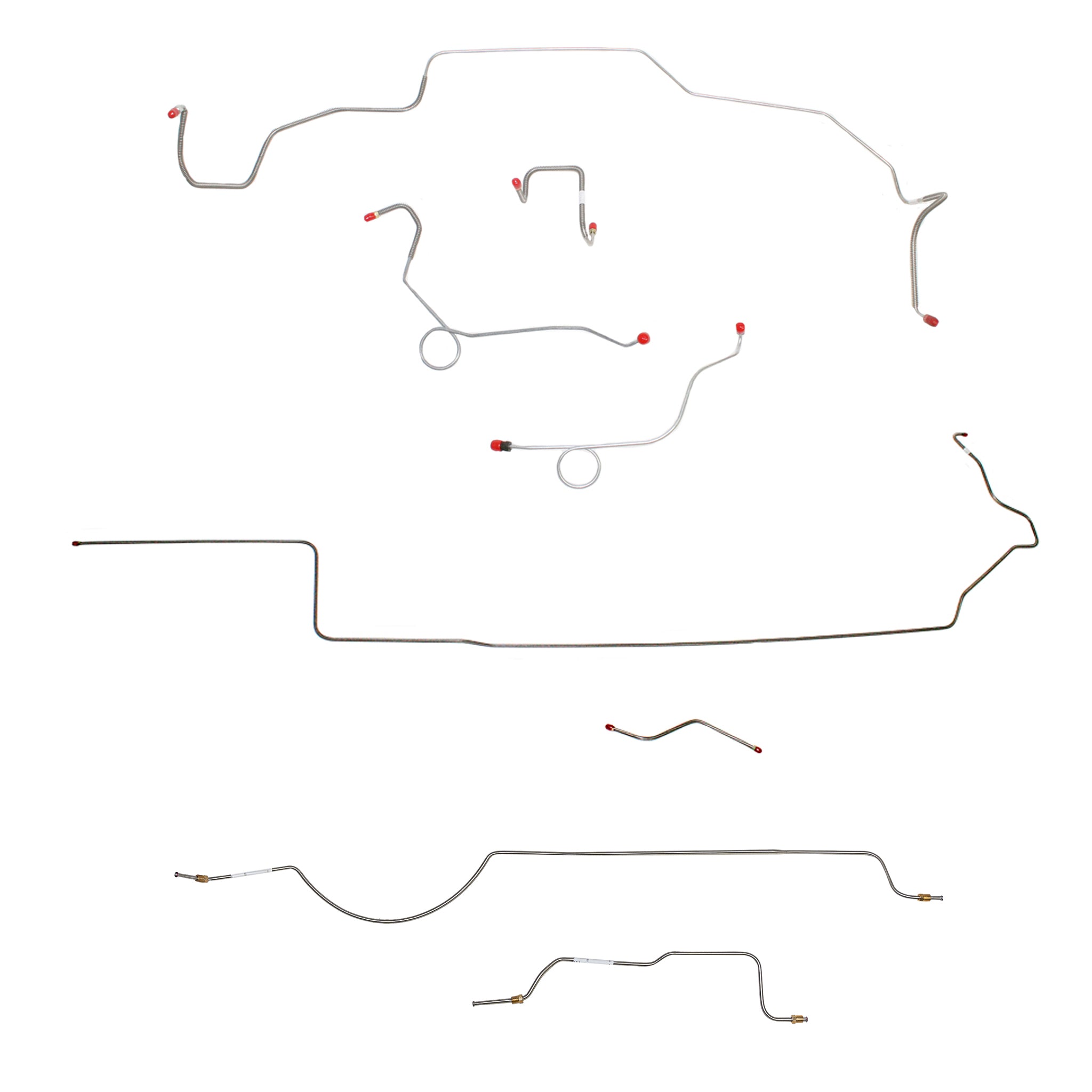 1970 MOPAR B-body w/ Power Disc, Right Ported Master 2 Valves, Right Front OVER Frame, 8-3/4'' Axle; Complete Brake Line Kit; Steel - SSTubes