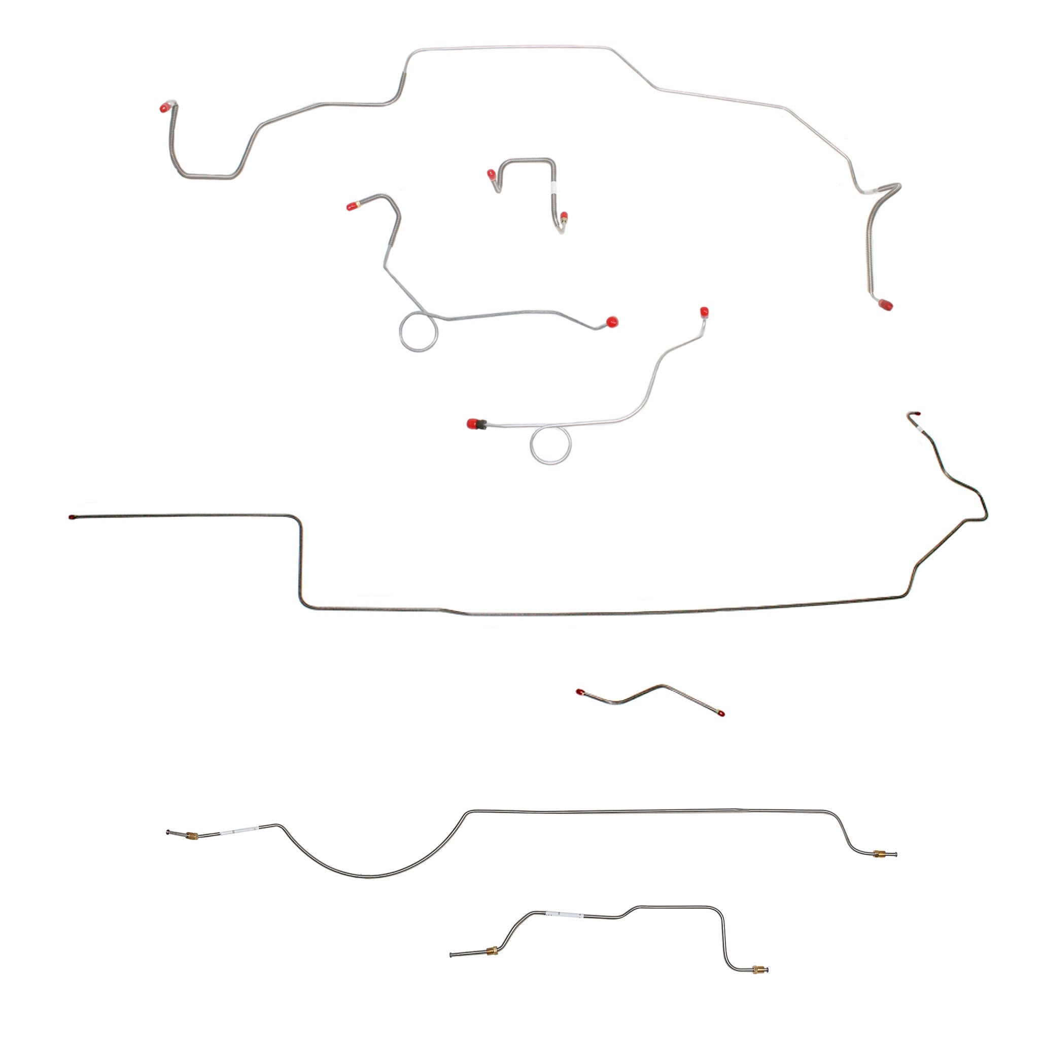 1970 MOPAR B-body w/ Power Disc, Right Ported Master 2 Valves, Right Front OVER Frame, 8-3/4'' Axle; Complete Brake Line Kit; Steel - SSTubes