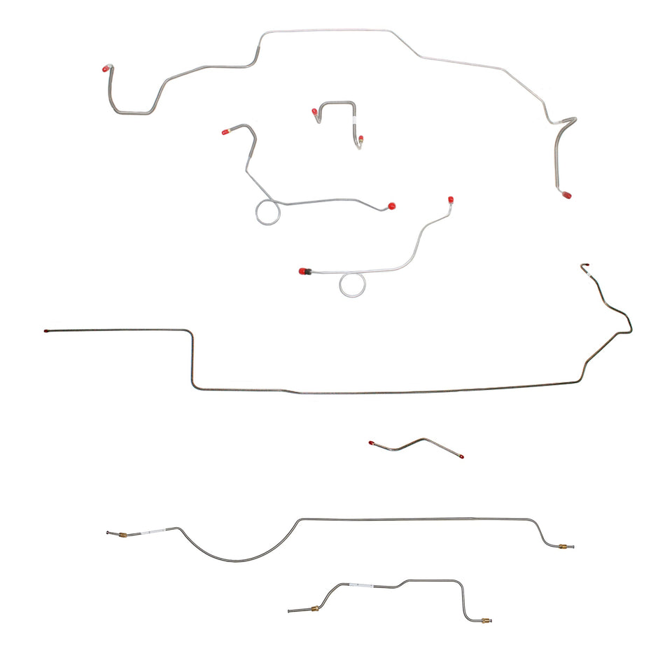 1970 MOPAR B-body w/ Power Disc, Right Ported Master 2 Valves, Right Front OVER Frame, 8-3/4'' Axle; Complete Brake Line Kit; Steel - SSTubes