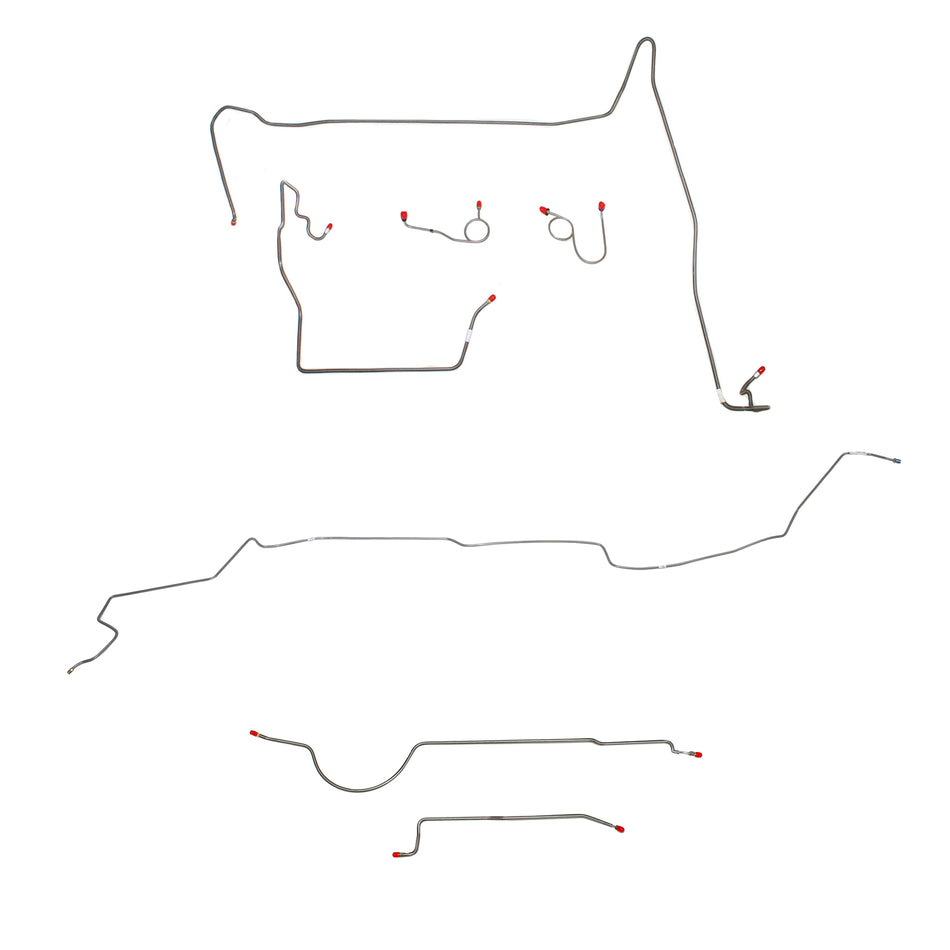 1974 MOPAR B-body w/ Power Disc, 8-3/4'' Axle; Complete Brake Line Kit; Stainless - SSTubes