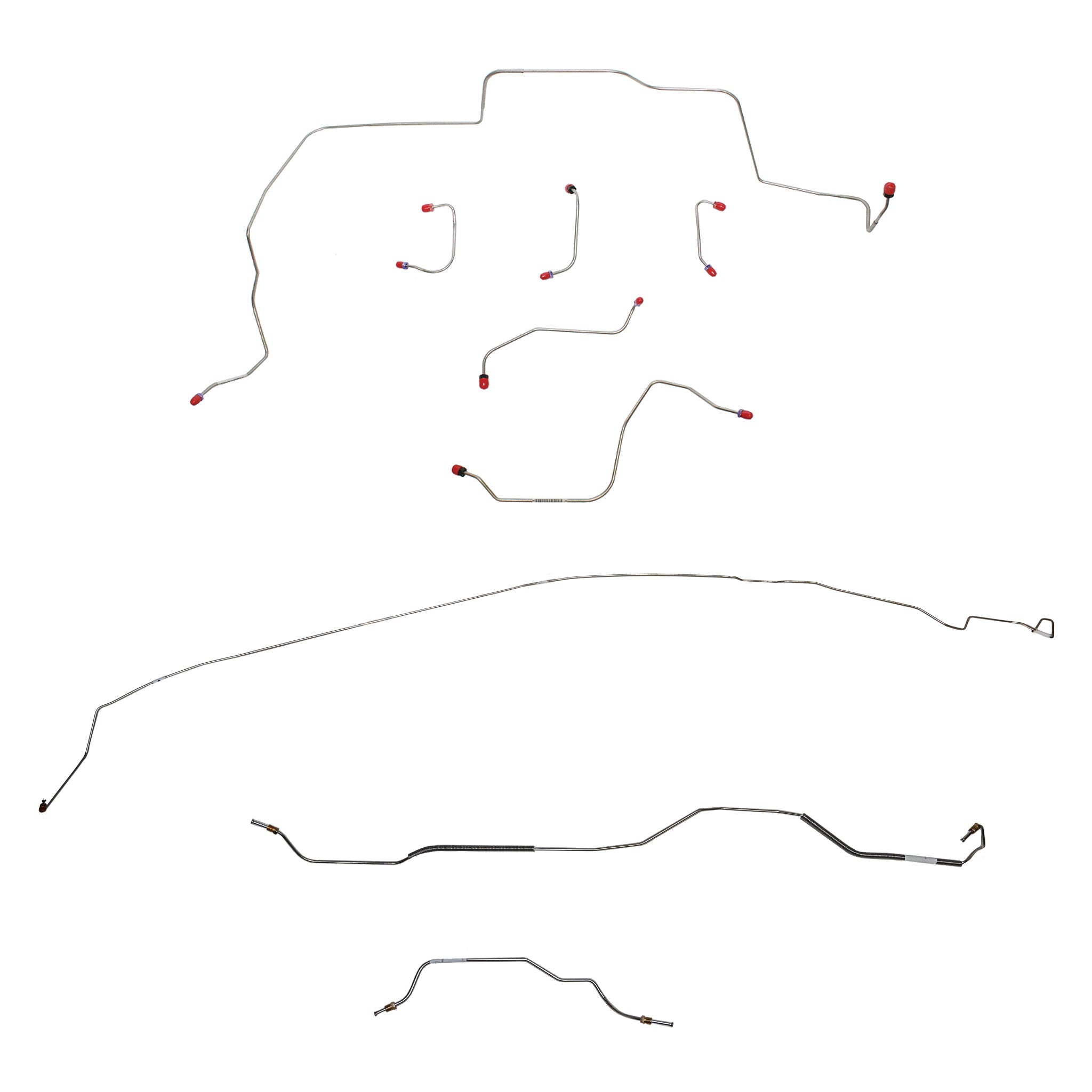 1968-69 Ford Mustang w/ Power Disc Brakes, 8" Rear Axle; Complete Brake Line Kit; Steel - SSTubes