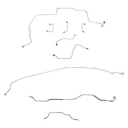 1968-69 Ford Mustang w/ Power Disc Brakes, 8" Rear Axle; Complete Brake Line Kit; Steel - SSTubes