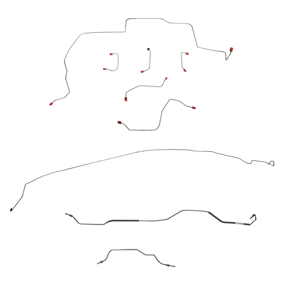 1968-69 Ford Mustang w/ Power Disc Brakes, 8" Rear Axle; Complete Brake Line Kit; Stainless - SSTubes