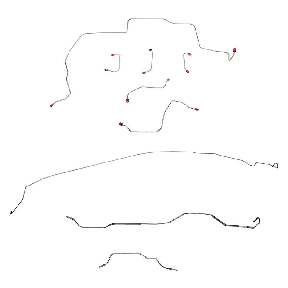 1968-69 Ford Mustang w/ Power Disc Brakes, 8" Rear Axle; Complete Brake Line Kit; Steel - SSTubes