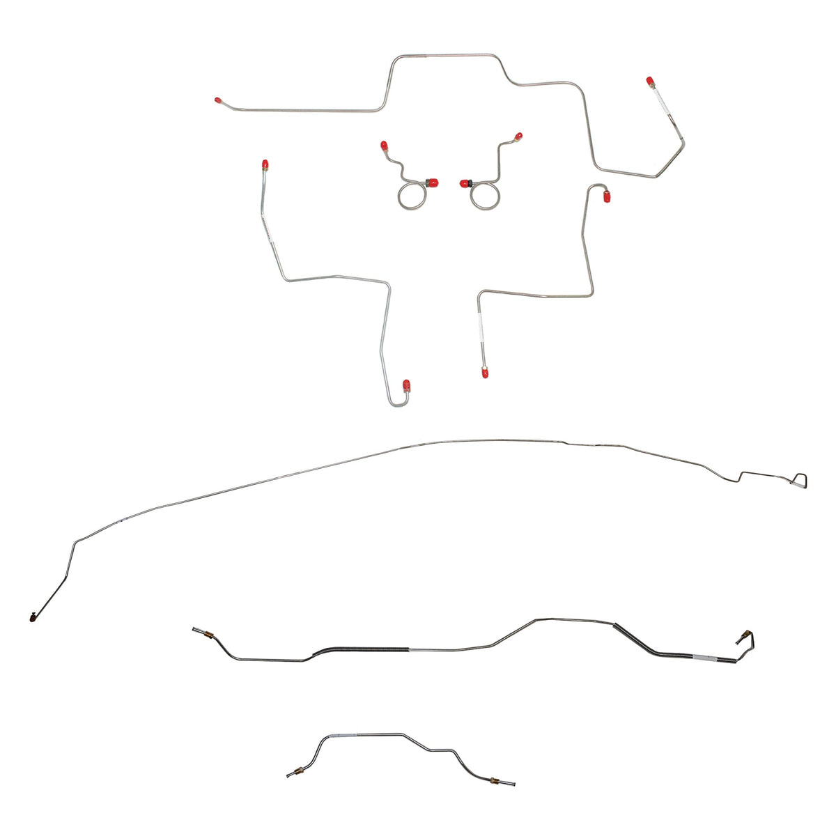 1968-69 Ford Mustang w/ Manual Drum Brakes, 8" Rear Axle; Complete Brake Line Kit; Steel - SSTubes