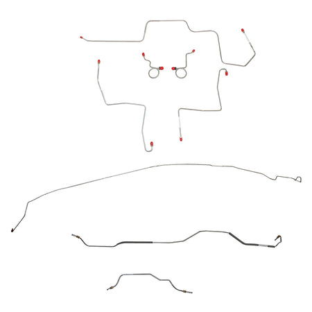 1968-69 Ford Mustang w/ Manual Drum Brakes, 8" Rear Axle; Complete Brake Line Kit; Stainless - SSTubes