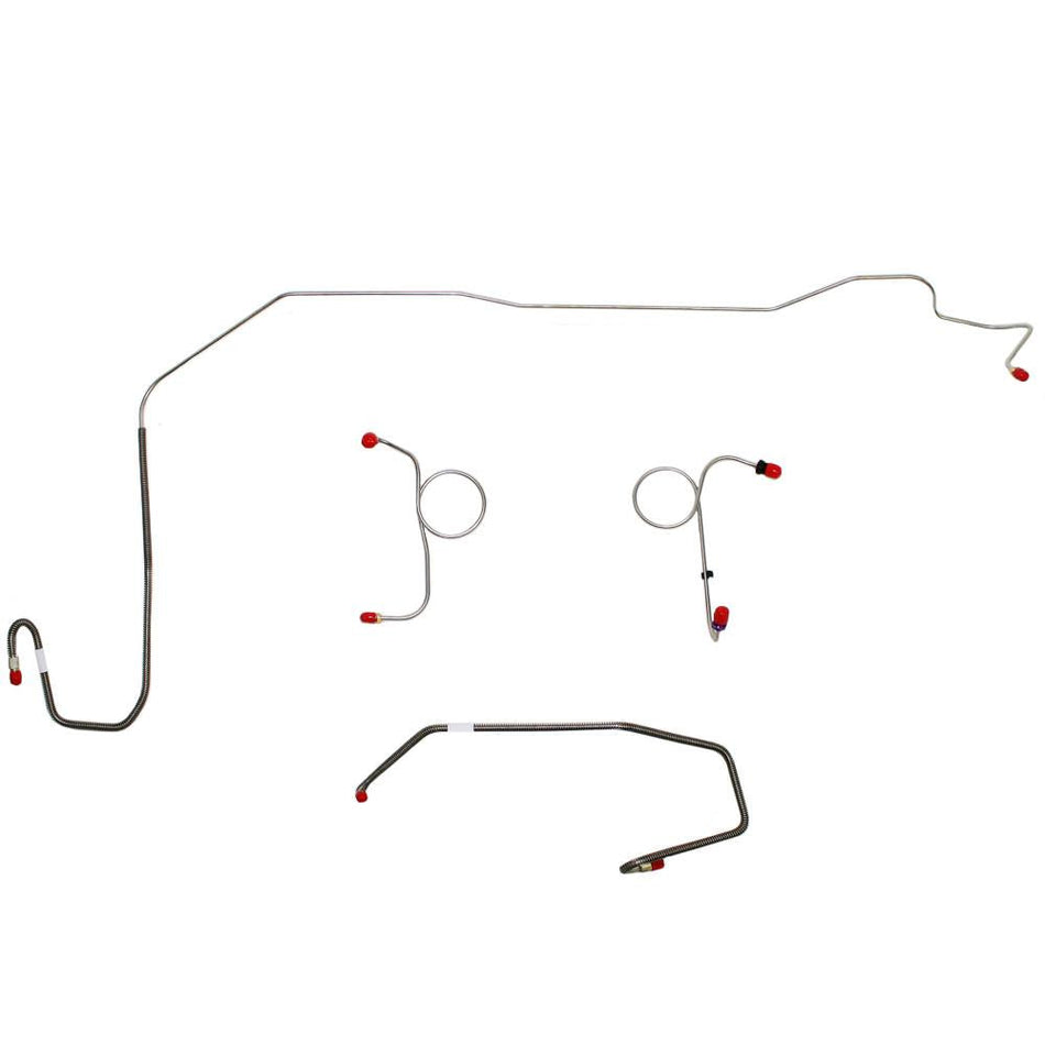 EKT7202SS- 72-73 Mopar E-Body, Manual Disc, Right Front Line Routed UNDER Frame Rail on Passenger Side; 4pc Front Brake Line Set; Stainless - SSTubes