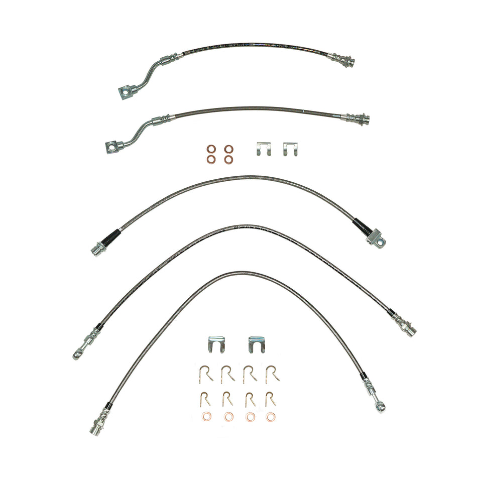 HSK0007SS- 99-04 GM 1500 4wd Brake Hose Kit, 5pcs; Braided Stainless