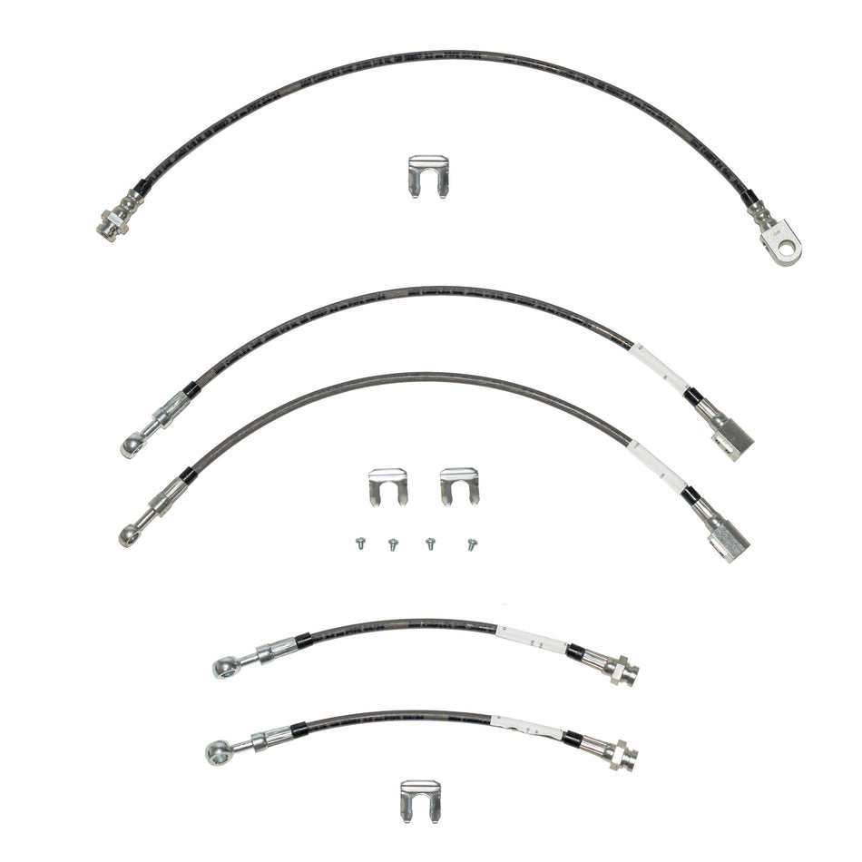 97-04 Ford F-150 4WD Brake Hose Kit, 5pcs; Braided Stainless - SSTubes