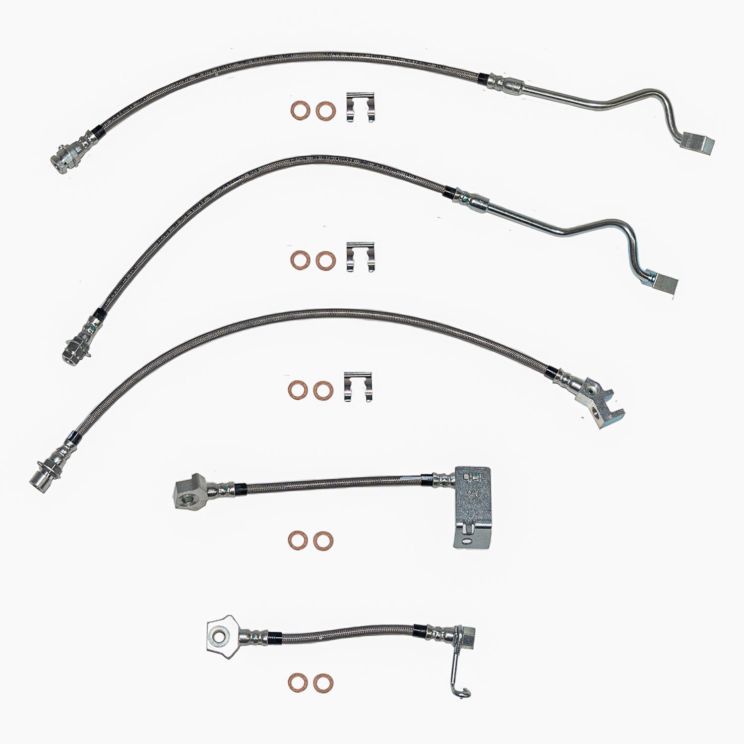 HSK0020OM - 99-04 Ford F-250/F-350 Super Duty 4wd, AWABS, Non-Staggered Rear Calipers Brake Hose Kit; Rubber - SSTubes