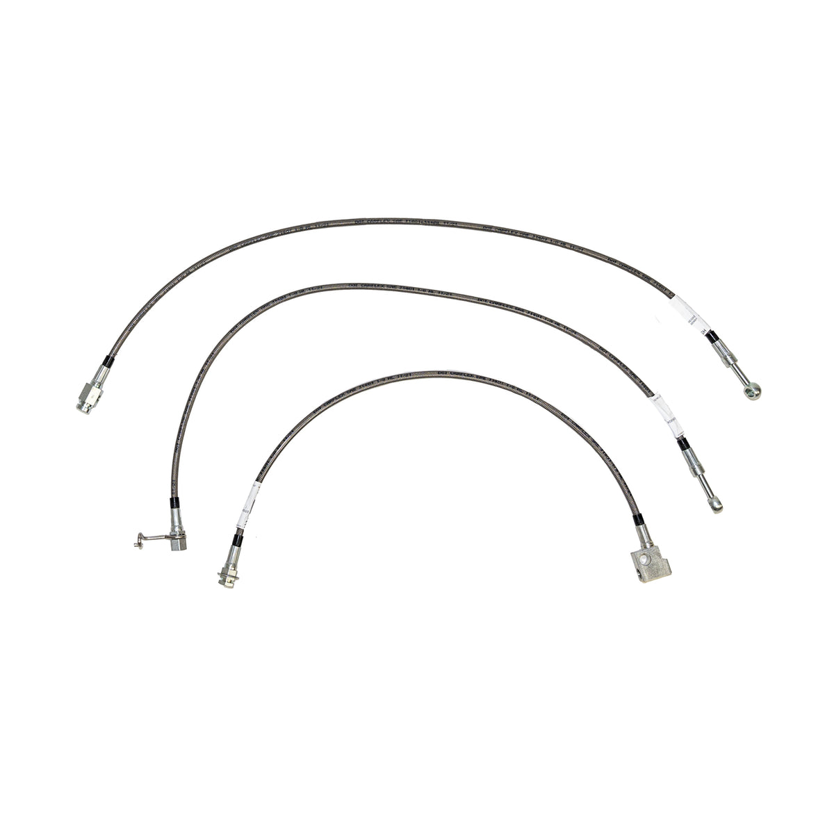 97-01 Dodge Ram 4wd w/ Rear Drum, w/o Load Sensor valve; Complete Brake Hose Kit, 3pcs; Braided Stainless - SSTubes
