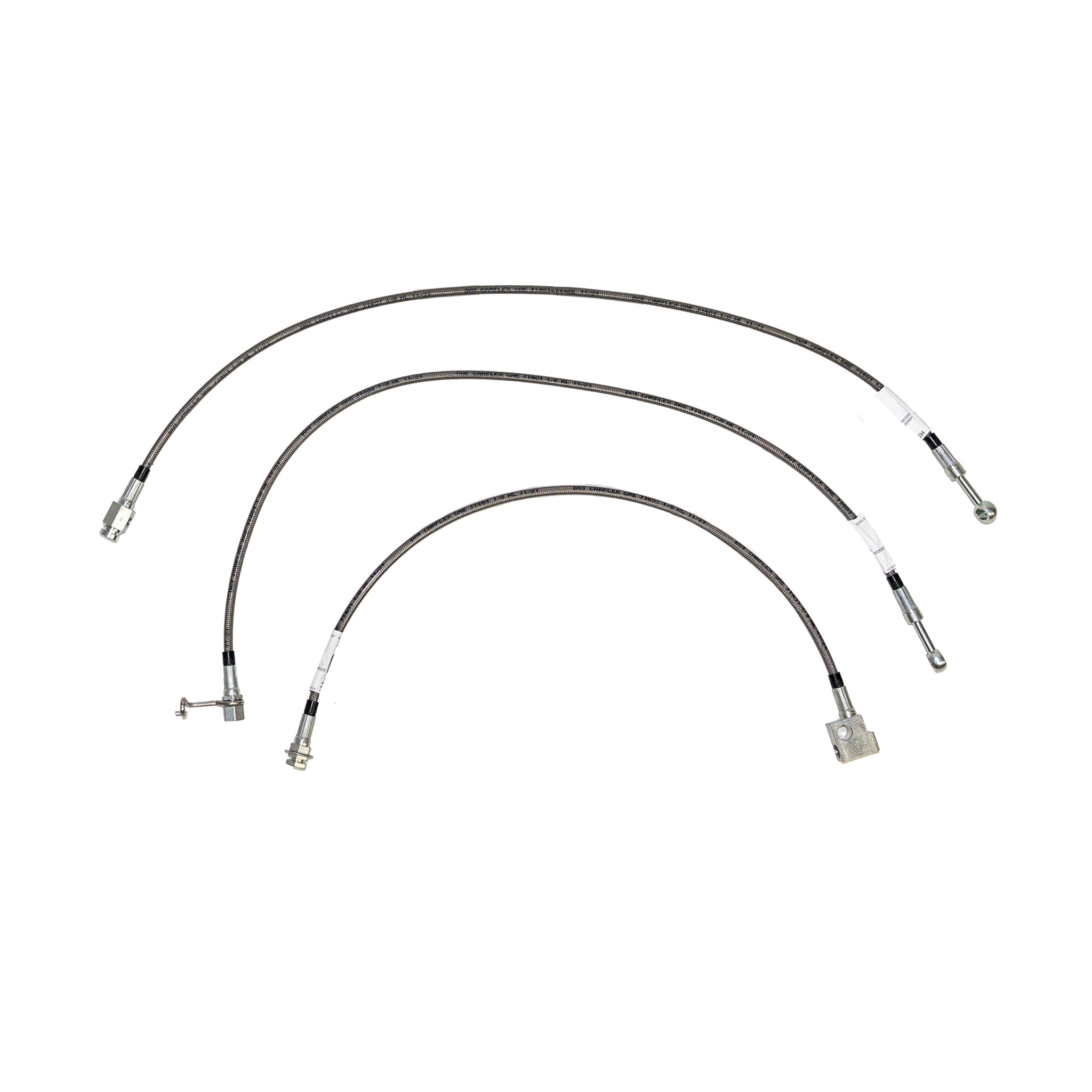97-01 Dodge Ram 4wd w/ Rear Drum, w/o Load Sensor valve; Complete Brake Hose Kit, 3pcs; Braided Stainless - SSTubes