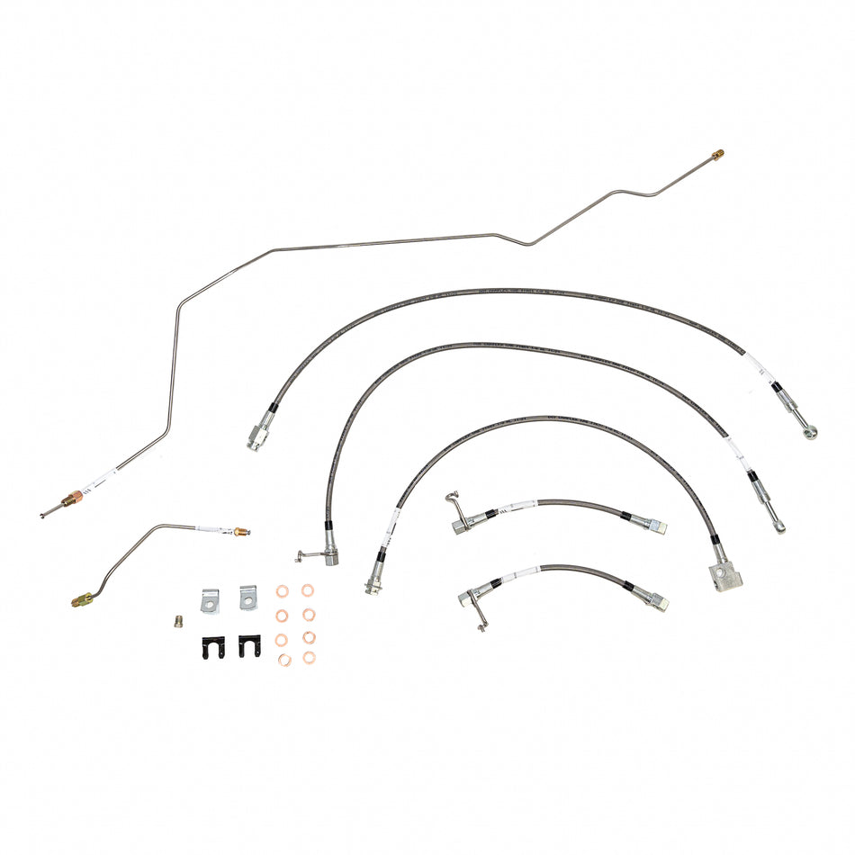 01-02 Dodge Ram 2500/3500 4wd w/ Rear Disc and Manual Trans; Complete Brake Hose Kit, 5pcs; Braided Stainless - SSTubes