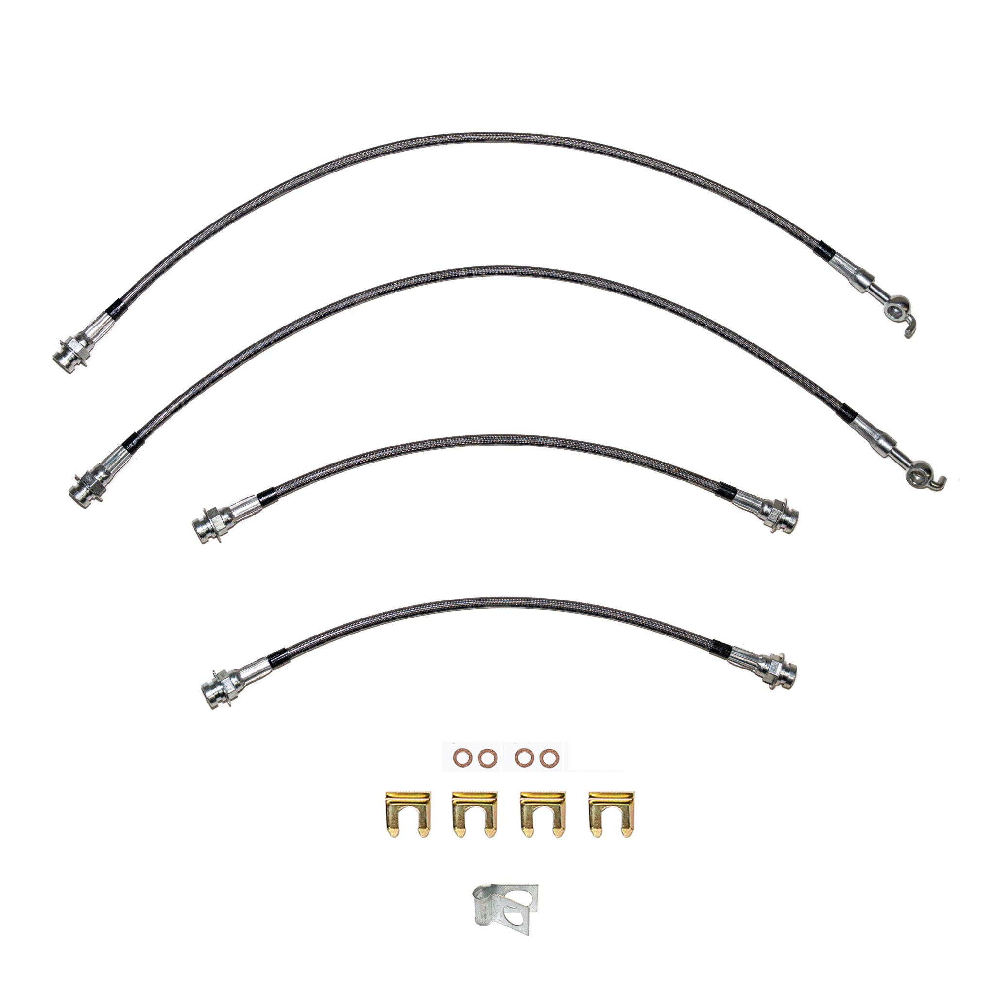 2001-05 Toyota Rav4, 2.0L, 2WD, Brake Hose Kit; Braided Flex Hose - SSTubes