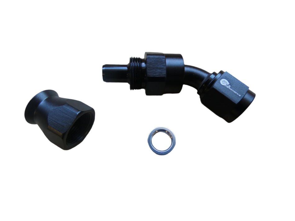 6an PTFE 45° Hose End- Black - SSTubes
