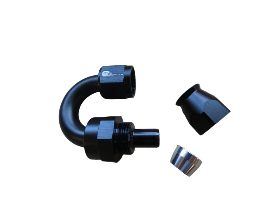 8an PTFE 180° Hose End- Black - SSTubes