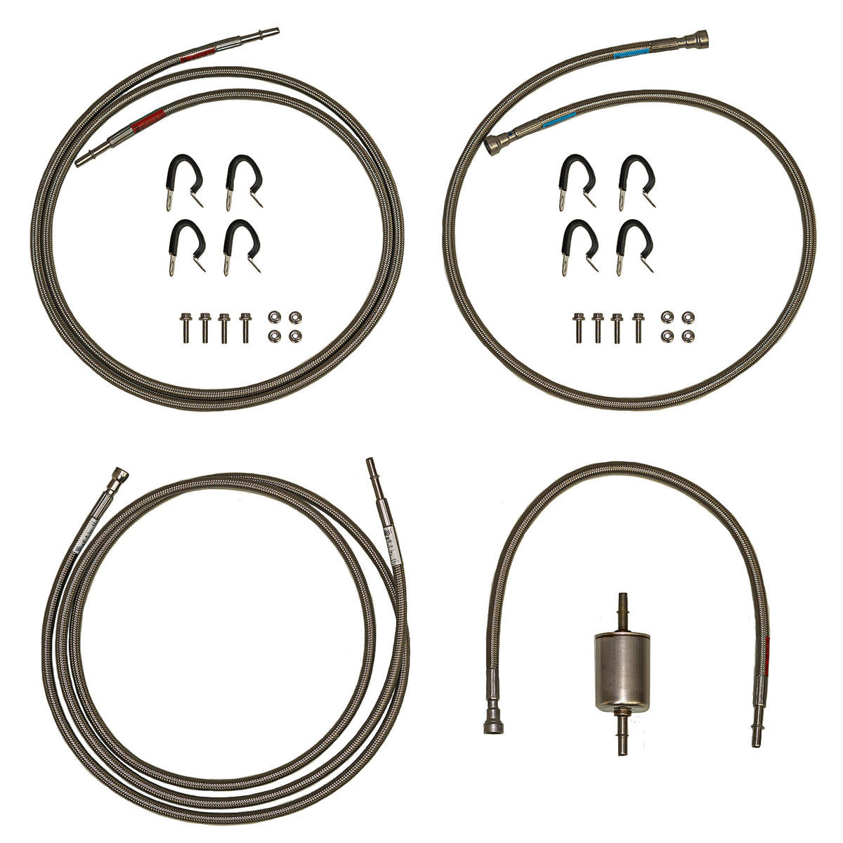 01-03 GM 2500 / 3500 Truck Crew Cab Gas V8, Quick Fix Fuel Line Kit; Braided Stainless - SSTubes