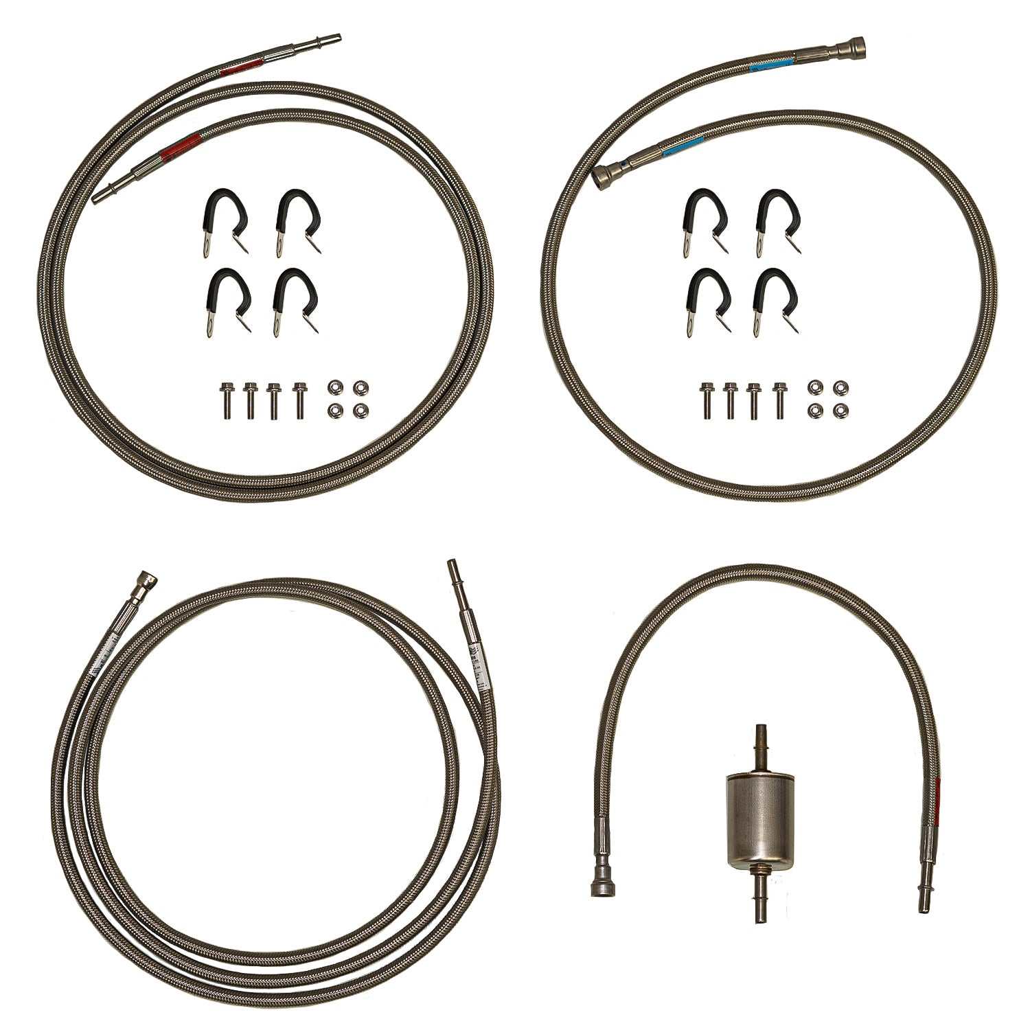 01-03 GM 2500 / 3500 Truck Crew Cab Gas V8, Quick Fix Fuel Line Kit; Braided Stainless - SSTubes