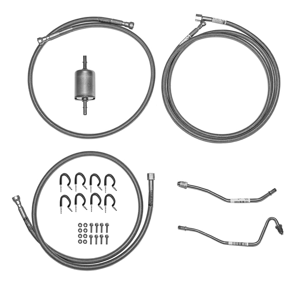 88-95 GM TRUCK with V8, Reg Cab / Long Bed, Quick Fix Complete Fuel Line Kit; Stainless - SSTubes