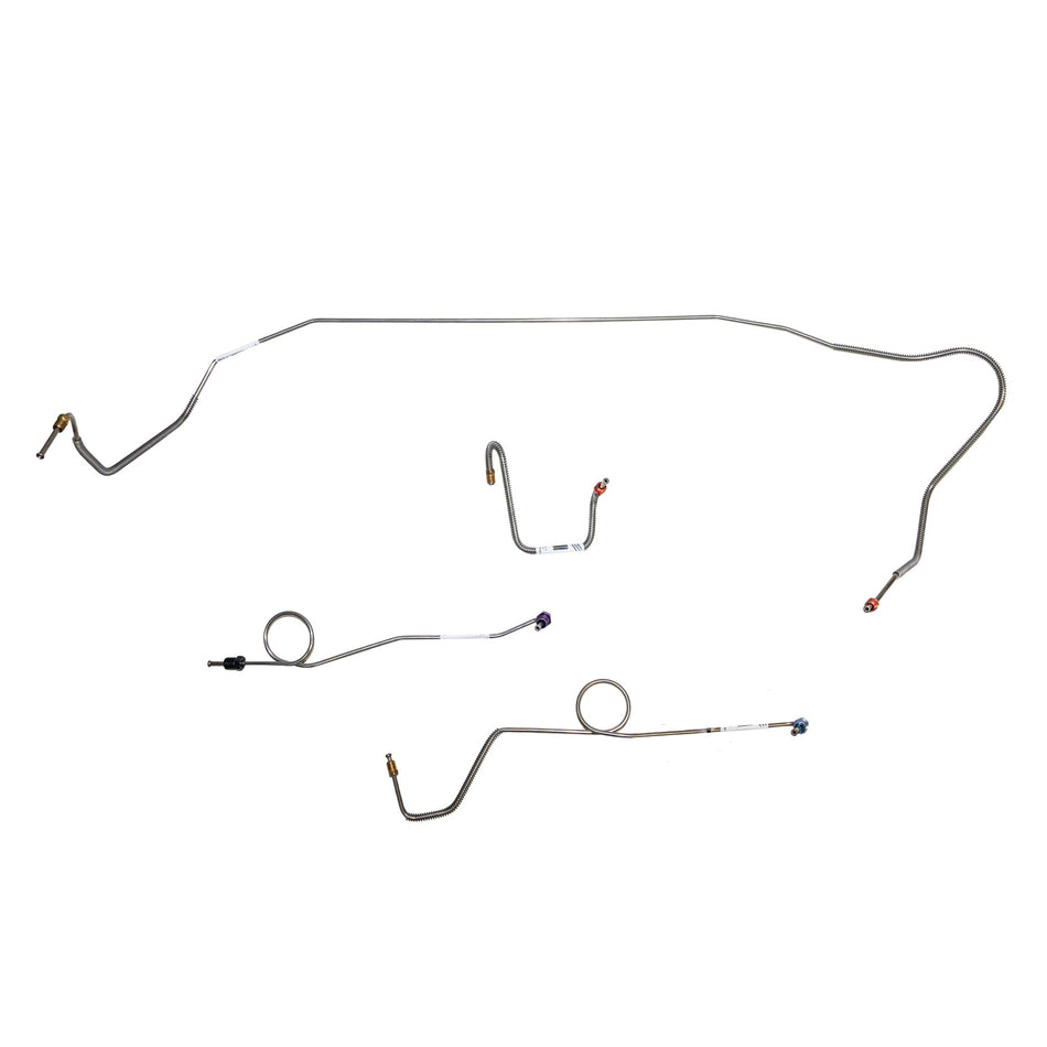 67' Mopar B-Body, Standard Brakes w/ Right-Front Line Straight Across Firewall & Routes OVER Frame, Front 4 Line Kit; Steel - SSTubes