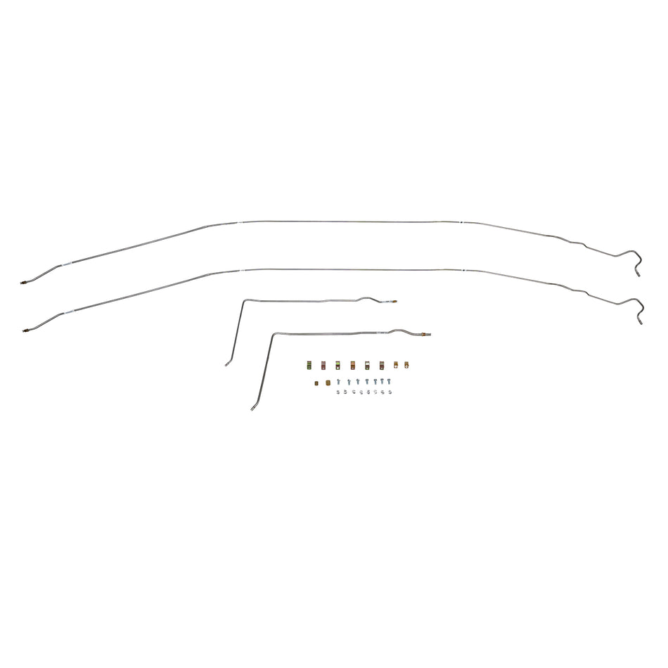 67-72 Chevy C10 Long Bed Carbureted with Original Coil Springs Rear Tank Conversion Fuel Line Kit; Steel - SSTubes