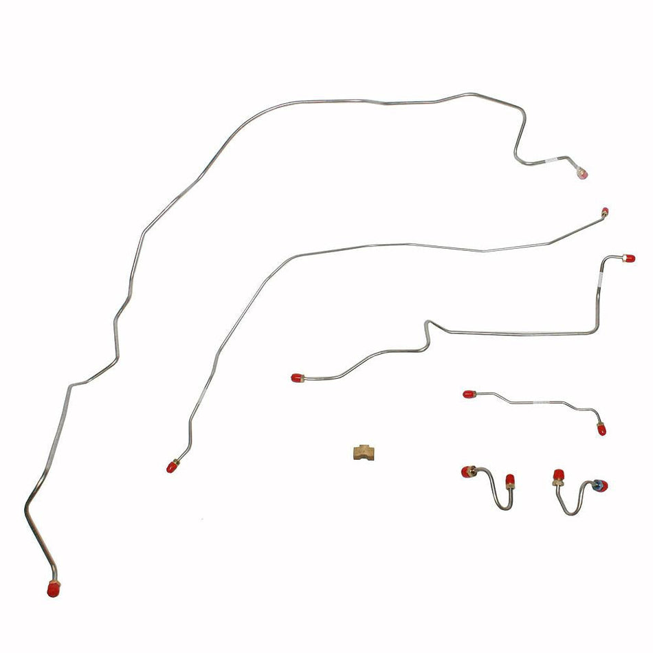 TKT6541OM- 65-66 Ford F-100 w/ Standard Drum Brakes, 3pc Front Brake Line Set; Steel - SSTubes