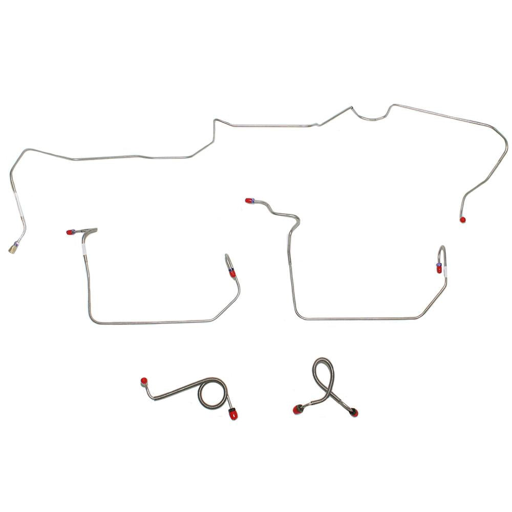 ZKT7101OM- 71-72 Ford Mustang, Mercury Cougar w/ Standard Drum Brakes, Front 5pc Brake Line Set; Steel - SSTubes