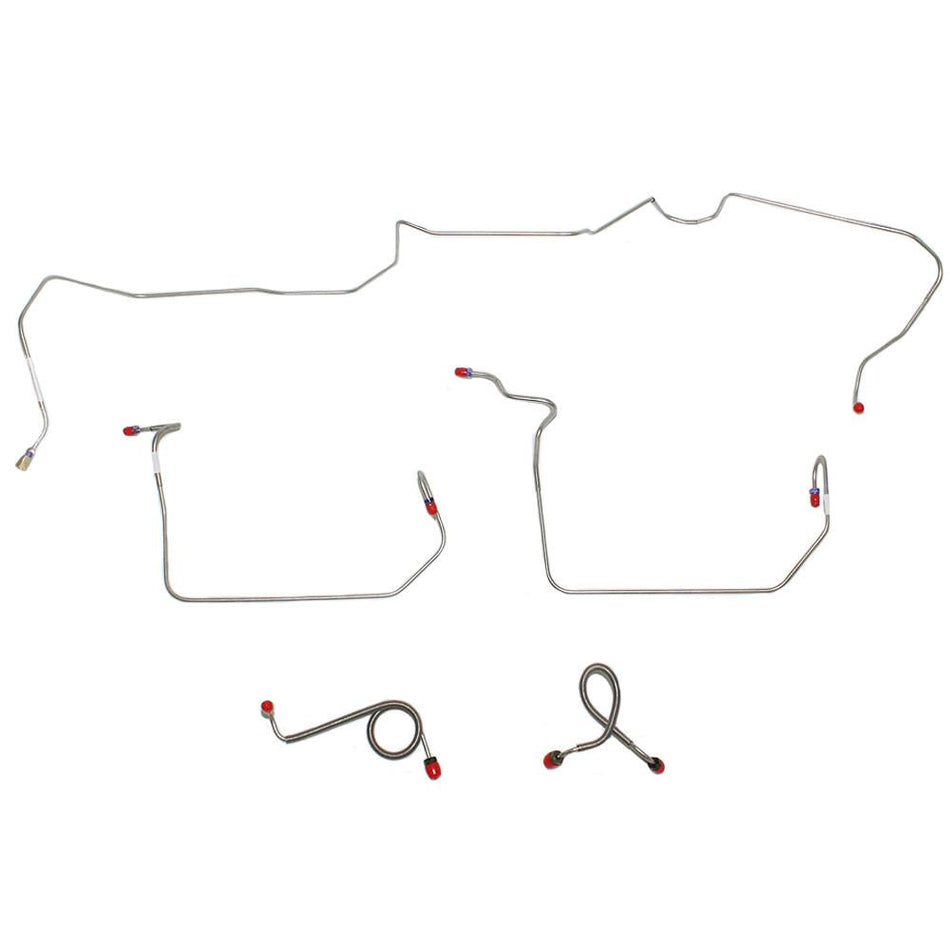 ZKT7101SS- 71-72 Ford Mustang, Mercury Cougar w/ Standard Drum Brakes, Front 5pc Brake Line Set; Stainless - SSTubes