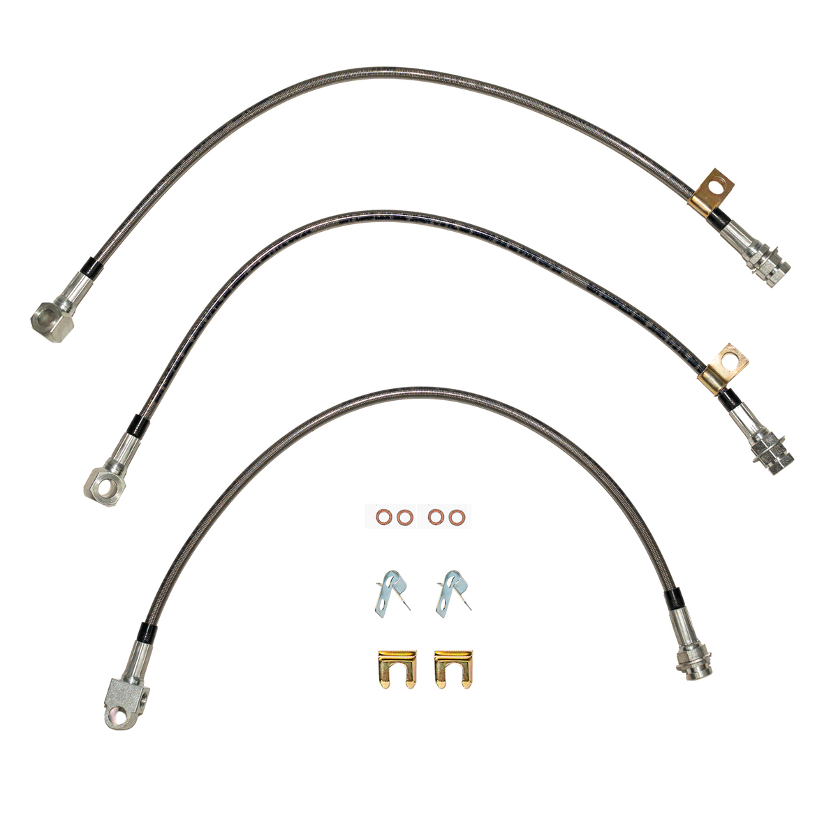 HSK0088SS - 95-99 GMC / Chevy Suburban 2500 7.4L, Brake Hose Kit; Braided Flex Hose - SSTubes