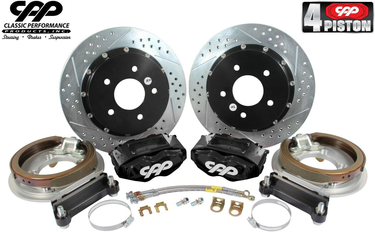 CPP 1960-62 Chevy C10 Truck 5 Lug Black 4 Piston 13" Rear Big Brake Conversion Kit - SSTubes