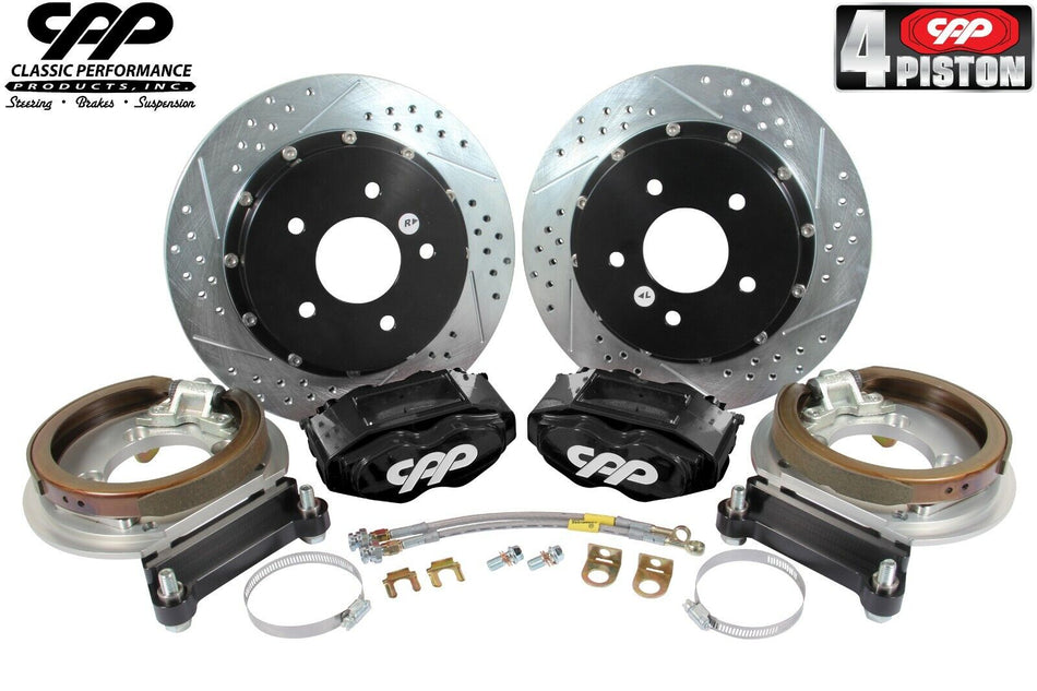 CPP 1960-62 Chevy C10 Truck 5 Lug Black 4 Piston 13" Rear Big Brake Conversion Kit - SSTubes