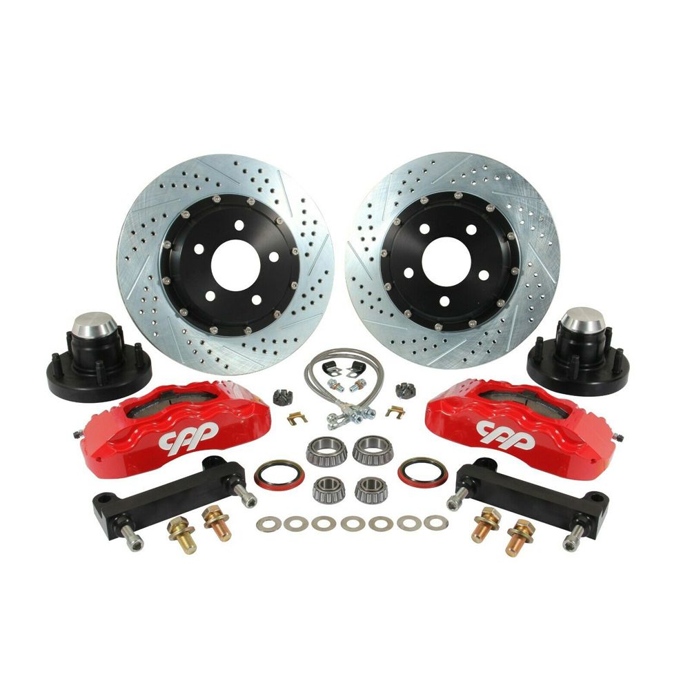 CPP Pro Series 14 in. Front Kit with 6 Piston Caliper 1960-87 Chevy Truck, 5X5 Lug For Drop Spindles - SSTubes