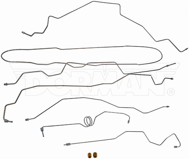 FL919227- 99-01 Ford F-250 / F-350 Super Duty 4wd, RWABS, Staggered Rear, Reg Long / Extended Short Bed, Complete Brake Line Kit; Stainless - SSTubes