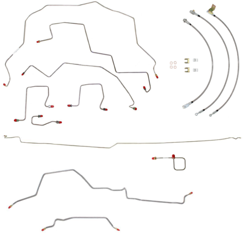 BLH88- 98-01 Ram 3500 4wd, Dually, Rear Drum, RWABS, Ext Cab/Long Bed; Complete Brake Line & Hose Kit; Stainless - SSTubes