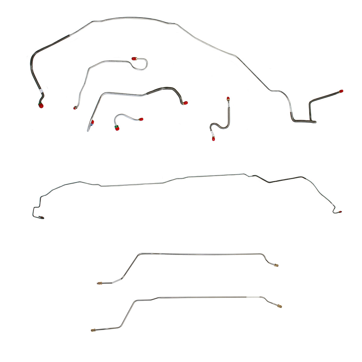 CBK0279SS- 67 Chevy Malibu/ Chevelle Convertible non Super Sport with Power Drum Brakes, Complete Brake Line Kit; Stainless - SSTubes