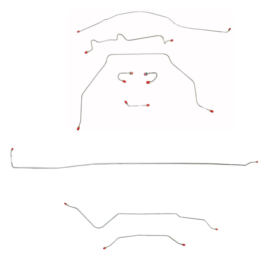 CBK0318SS- 1967-70 Chevy C10 / GM C1500 Truck, 2WD, Standard Brakes, M/C Lines Run inboard of Frame, Short Bed w/ Leaf Springs, 6-lug Axle w/ Coil Springs; Stainless - SSTubes