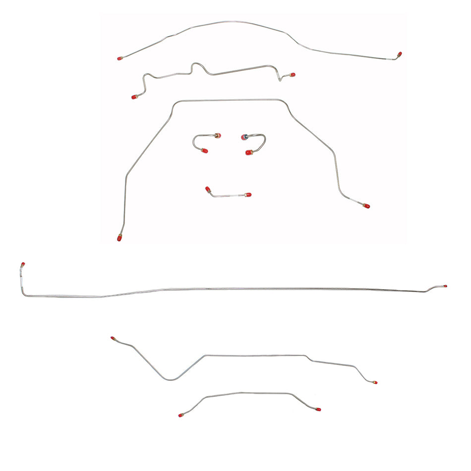 CBK0322SS- 1967-70 Chevy C10 / GM C1500 Truck, 2WD, Power Brakes, M/C Lines Run inboard of Frame, Short Bed w/ Leaf Springs, 6-lug Axle w/ Coil Springs; Stainless - SSTubes