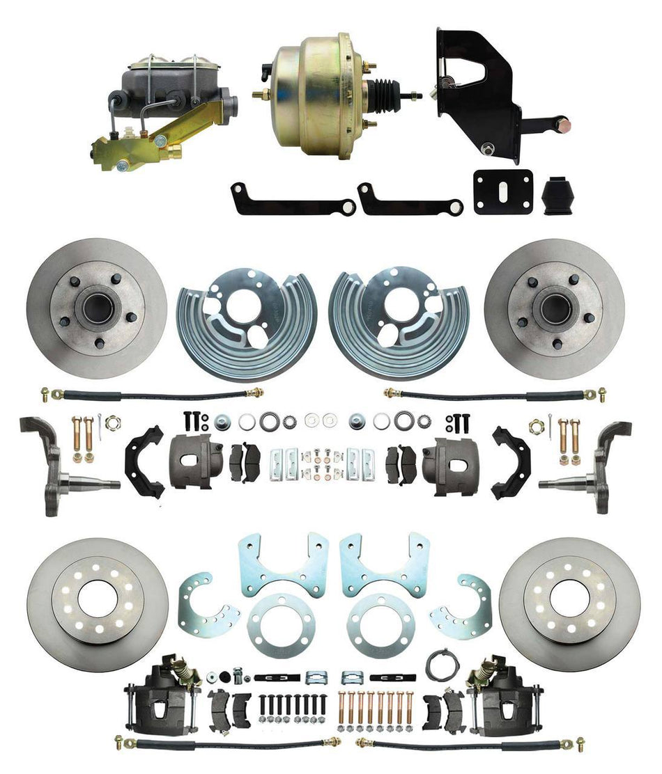 DBK6272834-MP-207 - 62-72 Mopar B&E Body Front & Rear Disc Kit w/Standard Rotors, w/8" Dual Zinc Booster Conversion Kit w/Left Mount Valve Kit - SSTubes