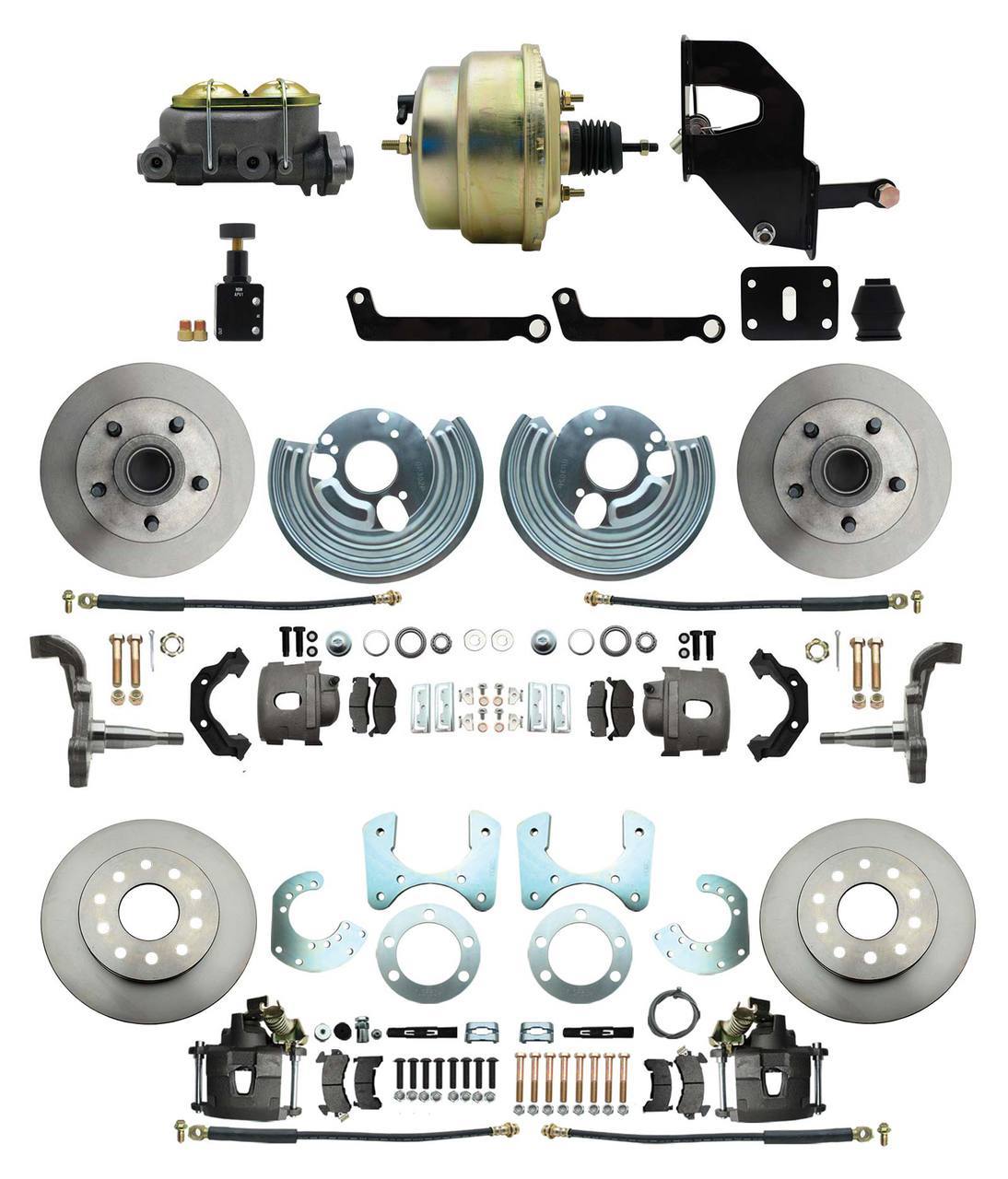 DBK6272834-MP-208 - 62-72 Mopar B&E Body Front & Rear Disc Conversion Kit w/Standard Rotors, w/8" Dual Zinc Booster Conversion Kit w/Adjustable Valve - SSTubes