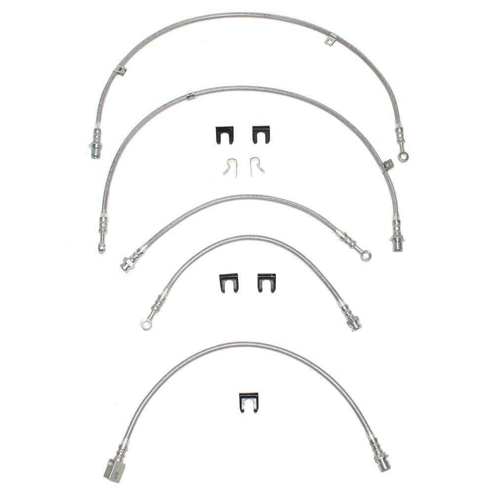 HSK0013SS- 00-06 GM 1500 2WD Non Traction Control SUV Brake Hose Kit, 5pcs; Braided Stainless - SSTubes