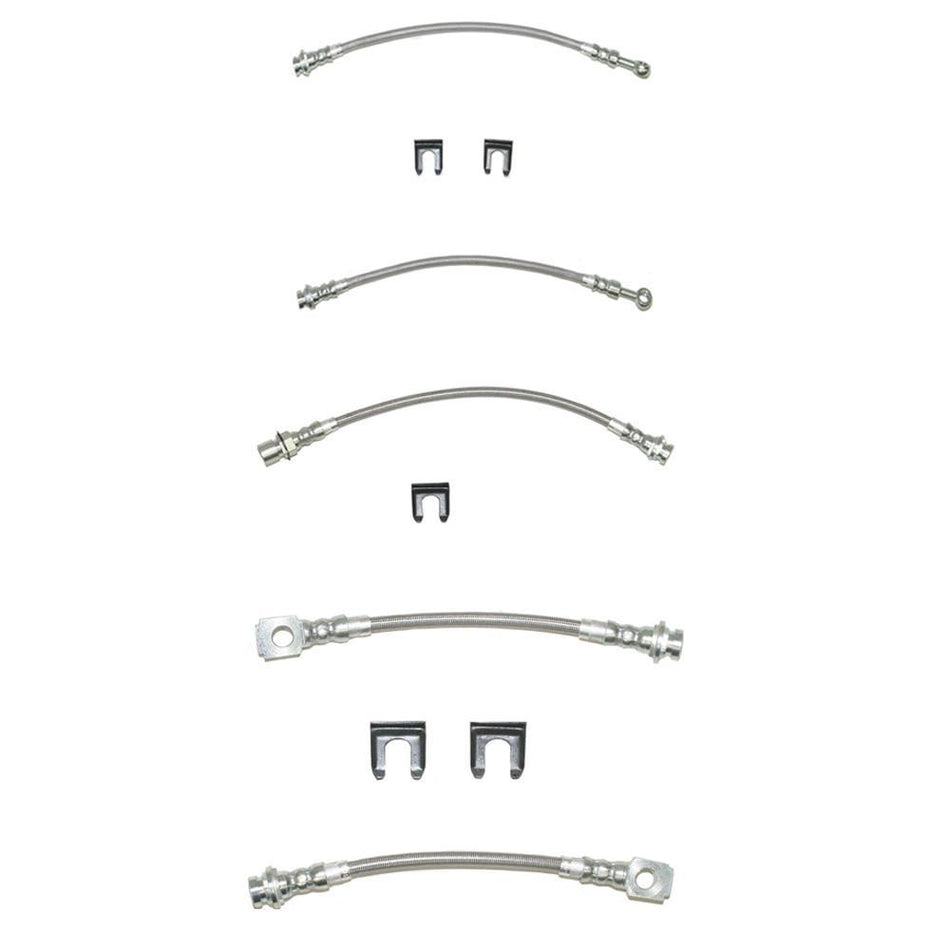 HSK0018SS- 69-72 GM A-Body w/ Disc Brakes, Complete Brake Hose Kit; Braided Stainless - SSTubes