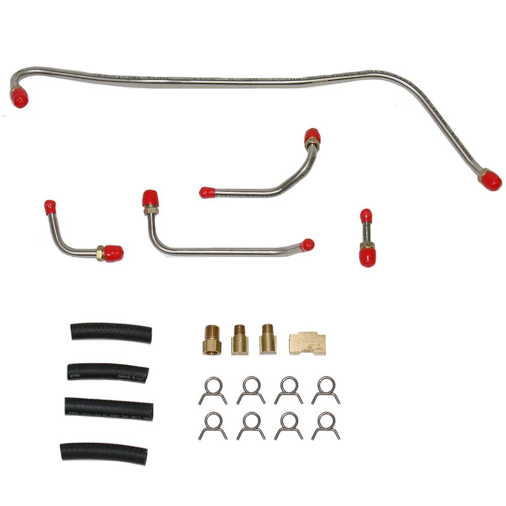 RPC6401SS- 63-64 Mopar B-Body, 413/426CID Max Wedge Pump to Carb, Carter 3705 Dual 4BBL Carburetor; Stainless - SSTubes
