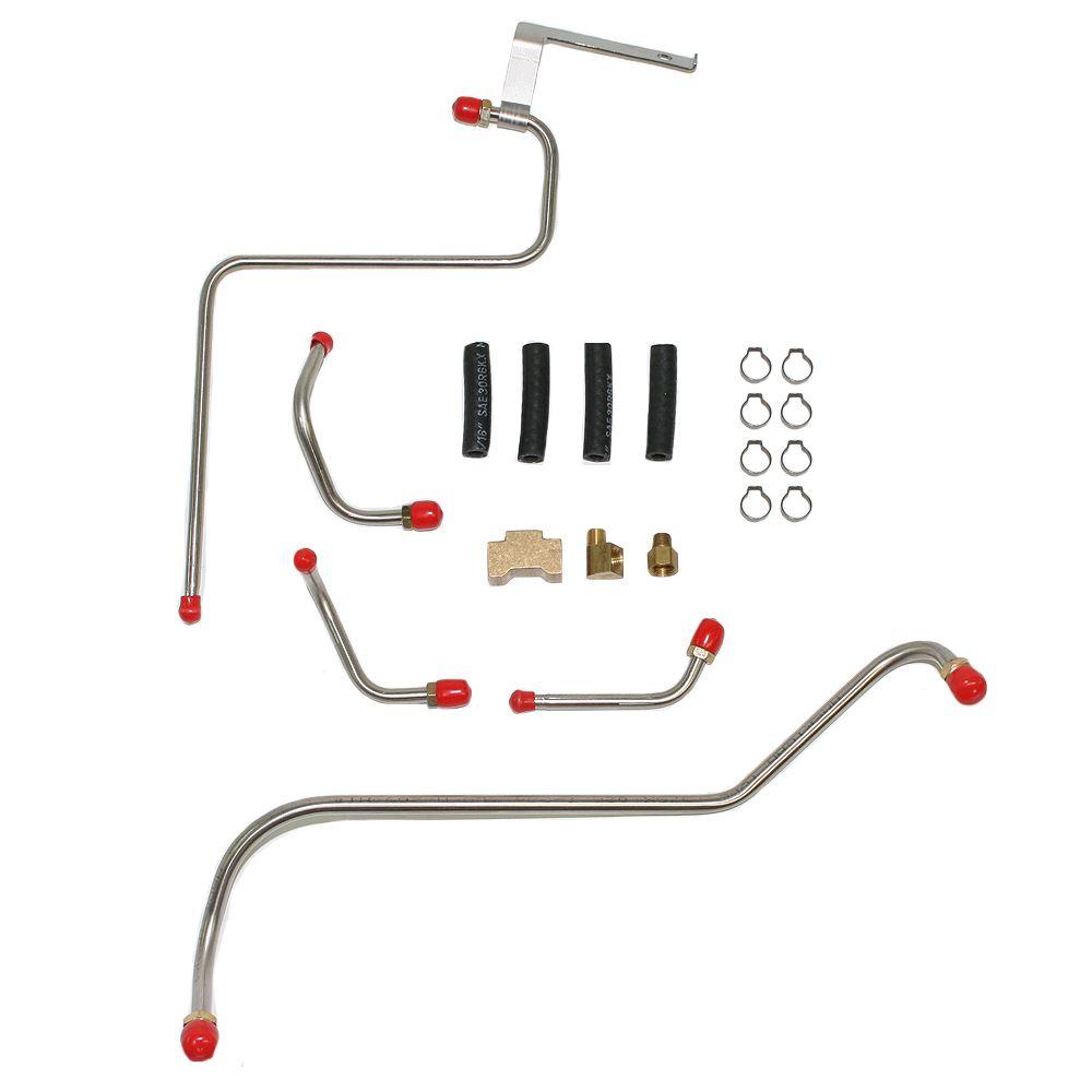 RPC6602SS- 66 Mopar B-Body, 66-67 Mopar A-Body, 426 Hemi, Dual 4BBL, 5 Line Kit, Bracket & Tee; Stainless - SSTubes