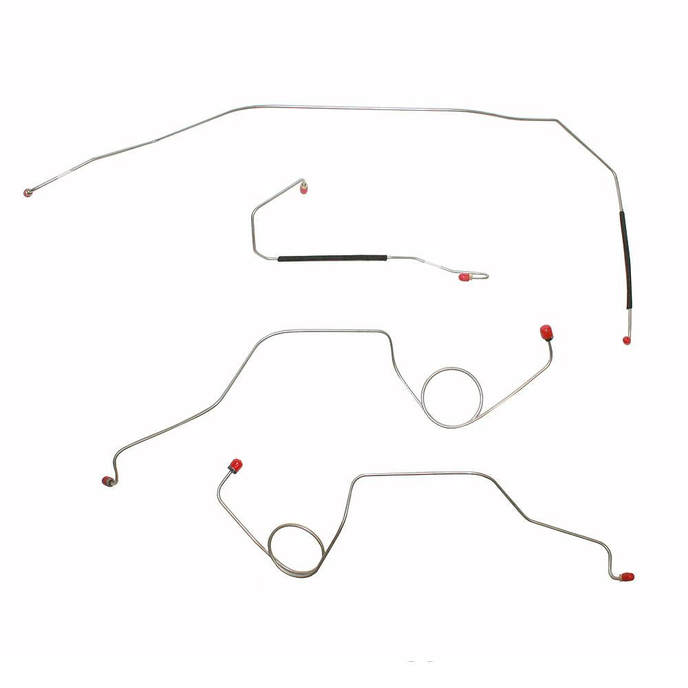 TKT6741SS- 67-72 Ford F-100 & F-250, 2wd w/ Standard Drum Brakes, 4pc Front Brake Line Set; Stainless - SSTubes