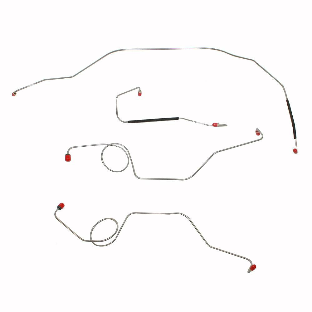 TKT6742SS- 67-72 Ford F-100 & F-250 2wd, w/ Power Drum Brakes, 4pc Front Brake Line Set; Stainless - SSTubes
